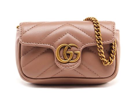 Gucci Ladies GG Marmont Chain Coin Purse in Pink .